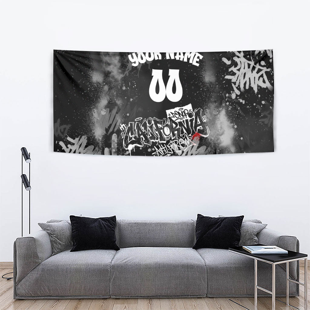 Personalized California Street Graffiti Tapestry Monochrome Urban Streetwear - Phoenix Bird - West Coast Riot