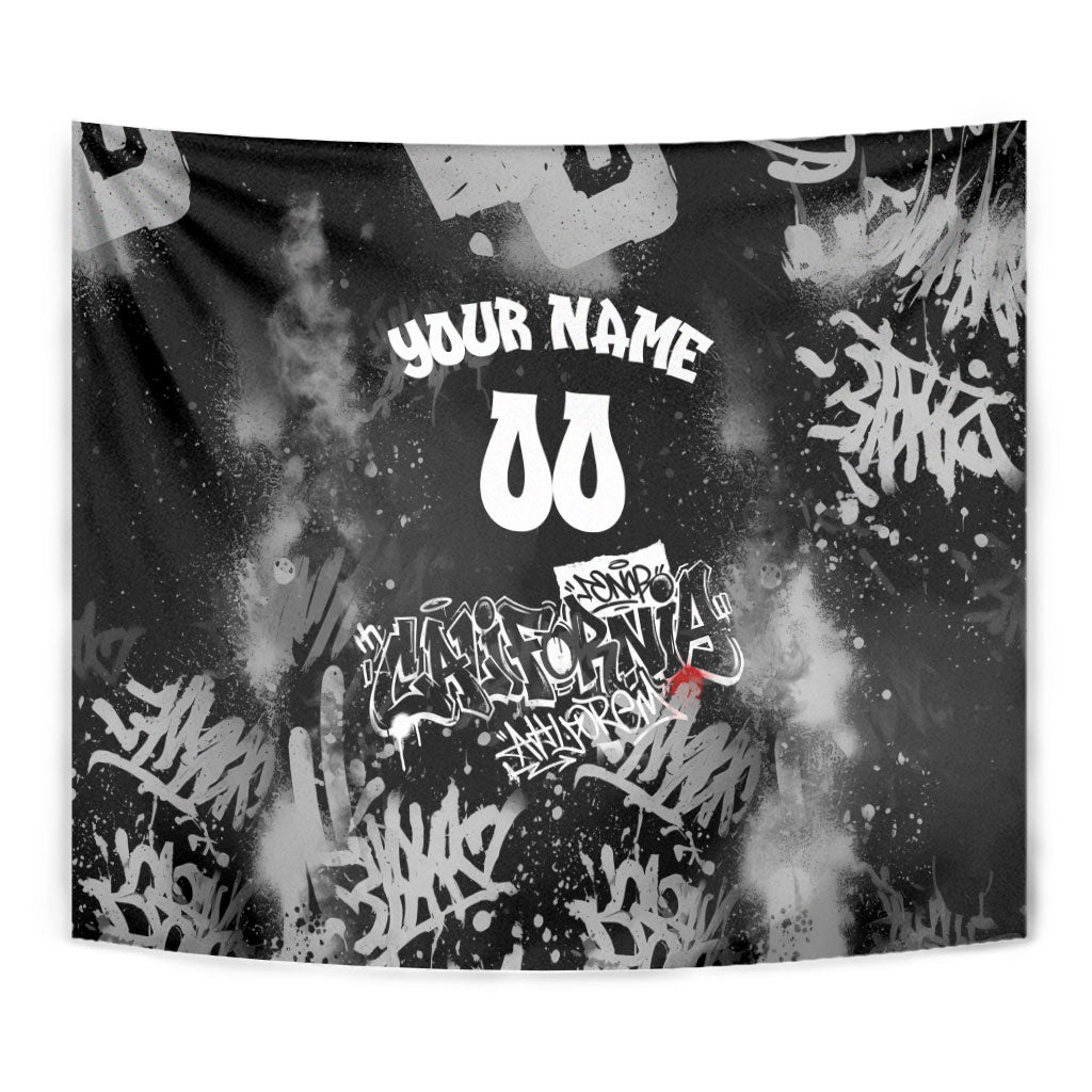 Personalized California Street Graffiti Tapestry Monochrome Urban Streetwear - Phoenix Bird - West Coast Riot