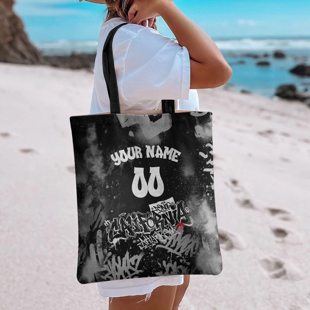 Personalized California Street Graffiti Tote Bag Monochrome Urban Streetwear - Phoenix Bird - West Coast Riot