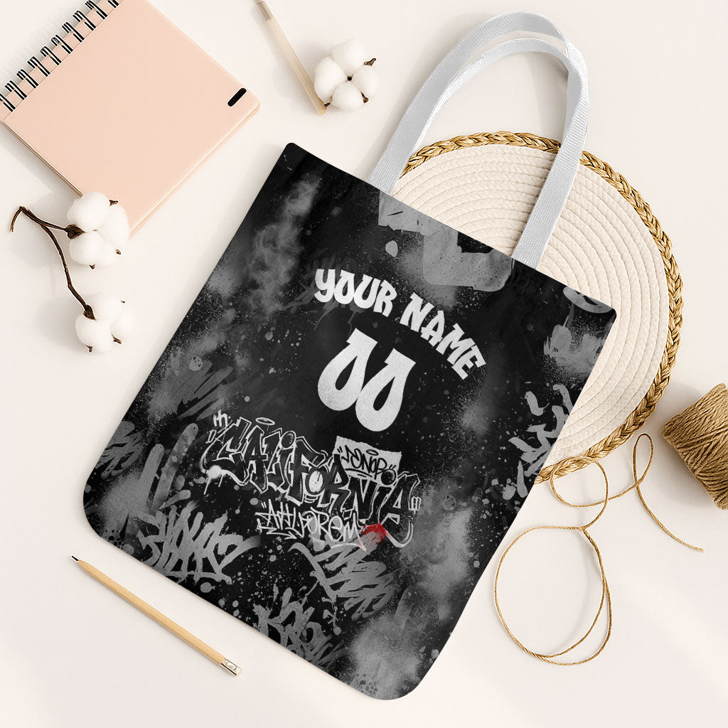 Personalized California Street Graffiti Tote Bag Monochrome Urban Streetwear - Phoenix Bird - West Coast Riot