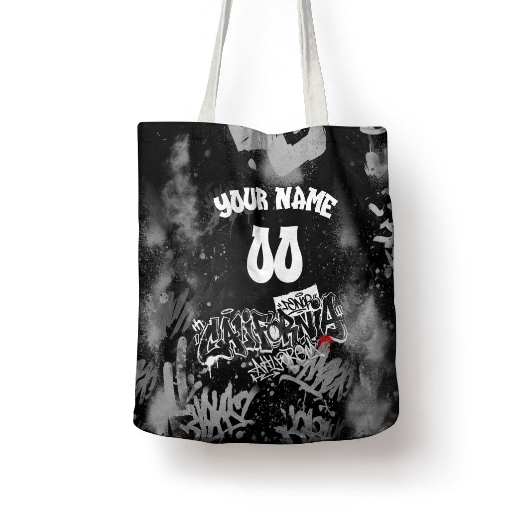 Personalized California Street Graffiti Tote Bag Monochrome Urban Streetwear - Phoenix Bird - West Coast Riot