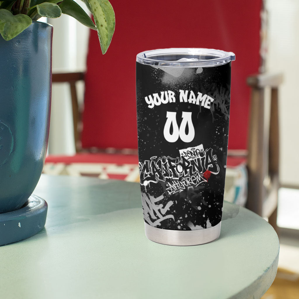 Personalized California Street Graffiti Tumbler Cup Monochrome Urban Streetwear - Phoenix Bird - West Coast Riot