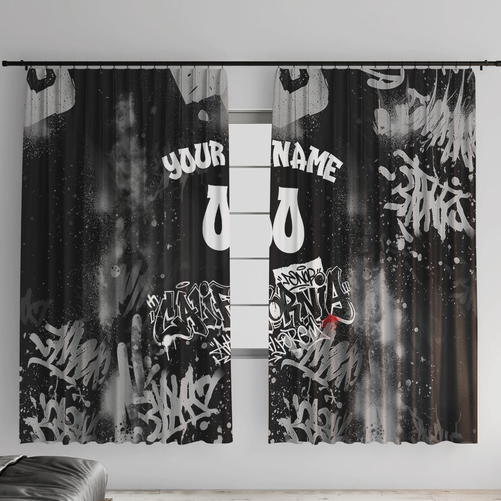 Personalized California Street Graffiti Window Curtain Monochrome Urban Streetwear - Phoenix Bird - West Coast Riot