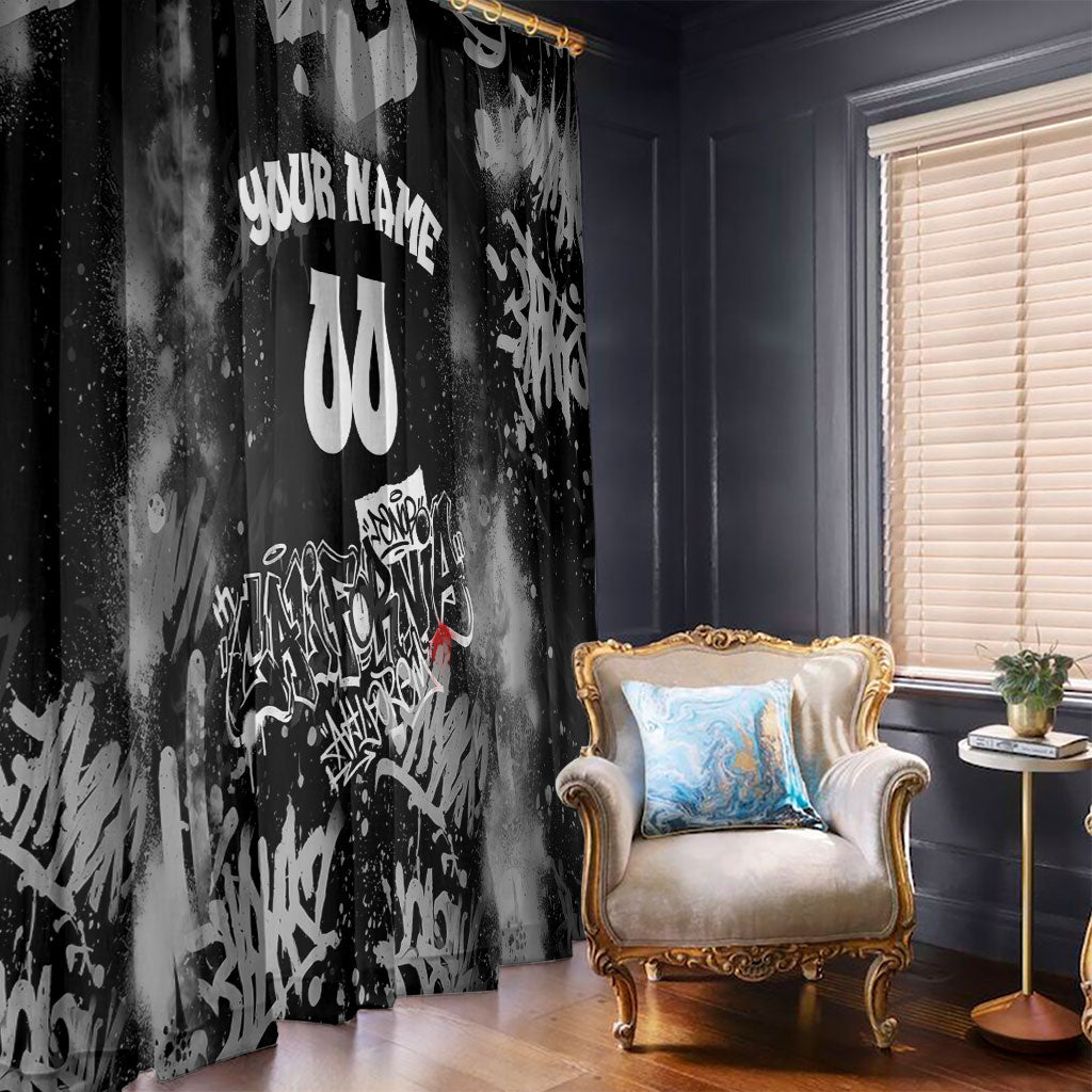 Personalized California Street Graffiti Window Curtain Monochrome Urban Streetwear - Phoenix Bird - West Coast Riot