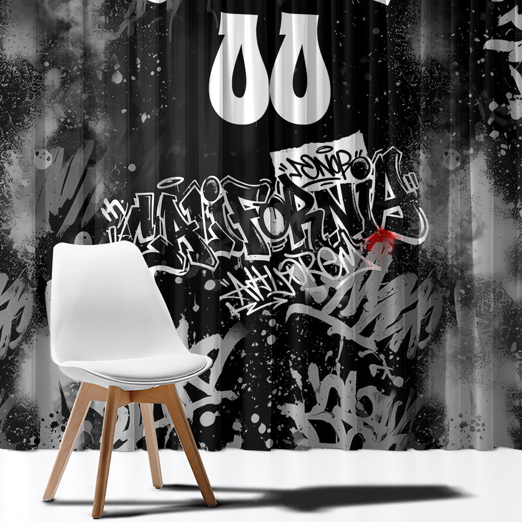 Personalized California Street Graffiti Window Curtain Monochrome Urban Streetwear - Phoenix Bird - West Coast Riot
