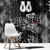 Personalized California Street Graffiti Window Curtain Monochrome Urban Streetwear - Phoenix Bird - West Coast Riot