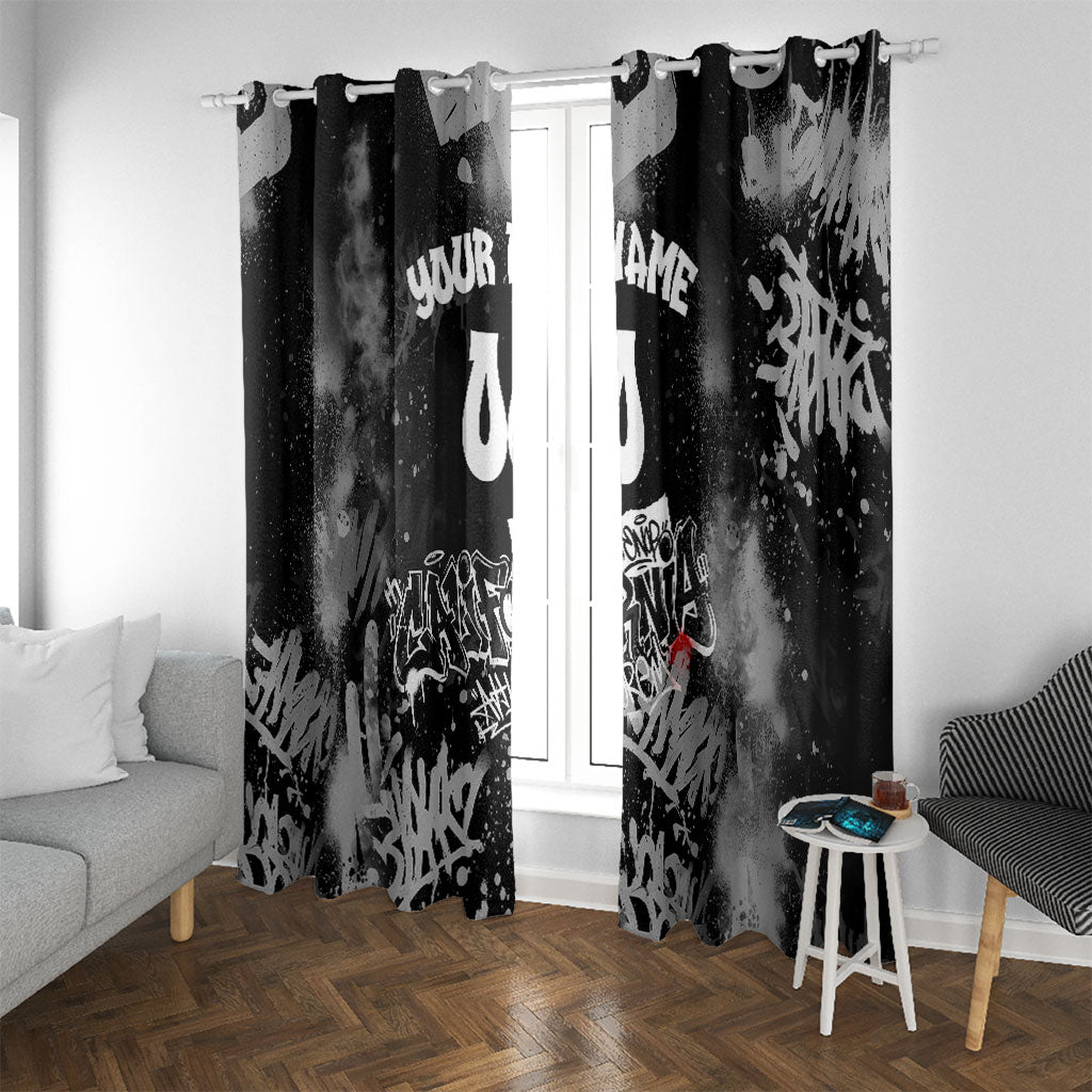 Personalized California Street Graffiti Window Curtain Monochrome Urban Streetwear - Phoenix Bird - West Coast Riot
