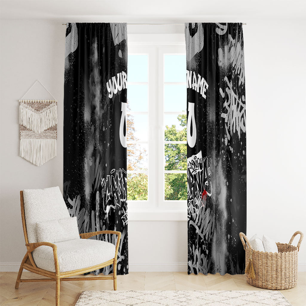 Personalized California Street Graffiti Window Curtain Monochrome Urban Streetwear - Phoenix Bird - West Coast Riot