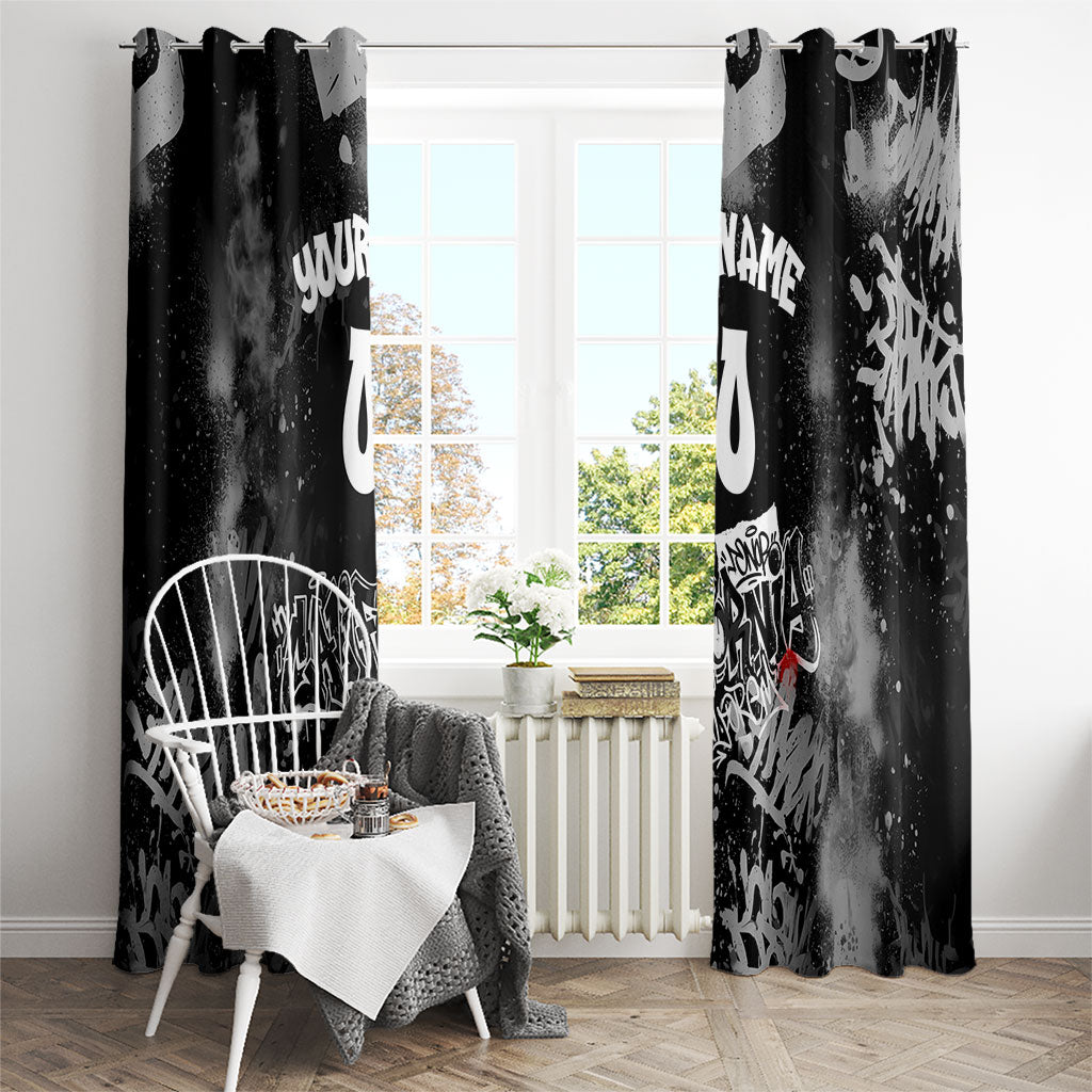 Personalized California Street Graffiti Window Curtain Monochrome Urban Streetwear - Phoenix Bird - West Coast Riot