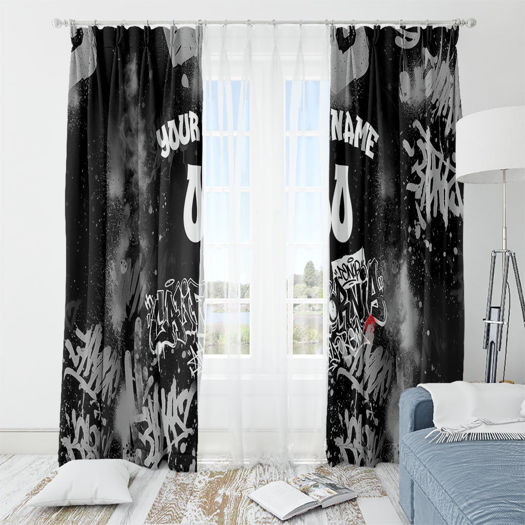 Personalized California Street Graffiti Window Curtain Monochrome Urban Streetwear - Phoenix Bird - West Coast Riot