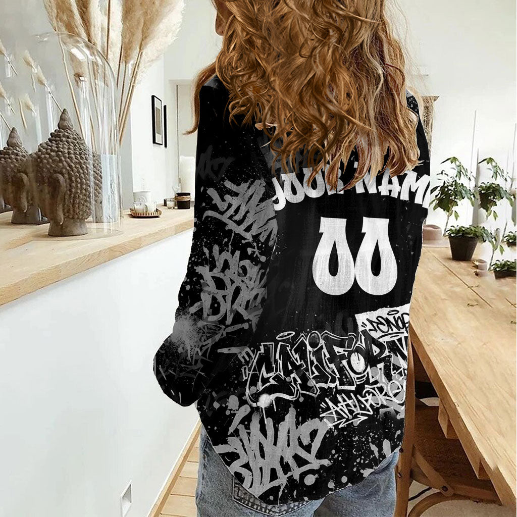 Personalized California Street Graffiti Women Casual Shirt Monochrome Urban Streetwear - Phoenix Bird - West Coast Riot