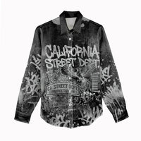 Personalized California Street Graffiti Women Casual Shirt Monochrome Urban Streetwear - Phoenix Bird - West Coast Riot