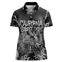 Personalized California Street Graffiti Women Polo Shirt Monochrome Urban Streetwear - Phoenix Bird - West Coast Riot