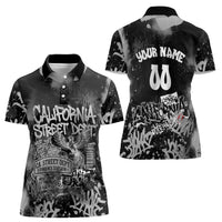 Personalized California Street Graffiti Women Polo Shirt Monochrome Urban Streetwear - Phoenix Bird - West Coast Riot