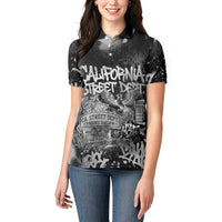 Personalized California Street Graffiti Women Polo Shirt Monochrome Urban Streetwear - Phoenix Bird - West Coast Riot