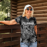 Personalized California Street Graffiti Women Polo Shirt Monochrome Urban Streetwear - Phoenix Bird - West Coast Riot