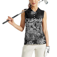 Personalized California Street Graffiti Women Sleeveless Polo Shirt Monochrome Urban Streetwear - Phoenix Bird - West Coast Riot