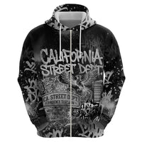 Personalized California Street Graffiti Zip Hoodie Monochrome Urban Streetwear - Phoenix Bird - West Coast Riot