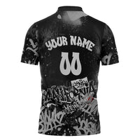 Personalized California Street Graffiti Zipper Polo Shirt Monochrome Urban Streetwear - Phoenix Bird - West Coast Riot