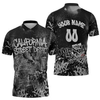 Personalized California Street Graffiti Zipper Polo Shirt Monochrome Urban Streetwear - Phoenix Bird - West Coast Riot