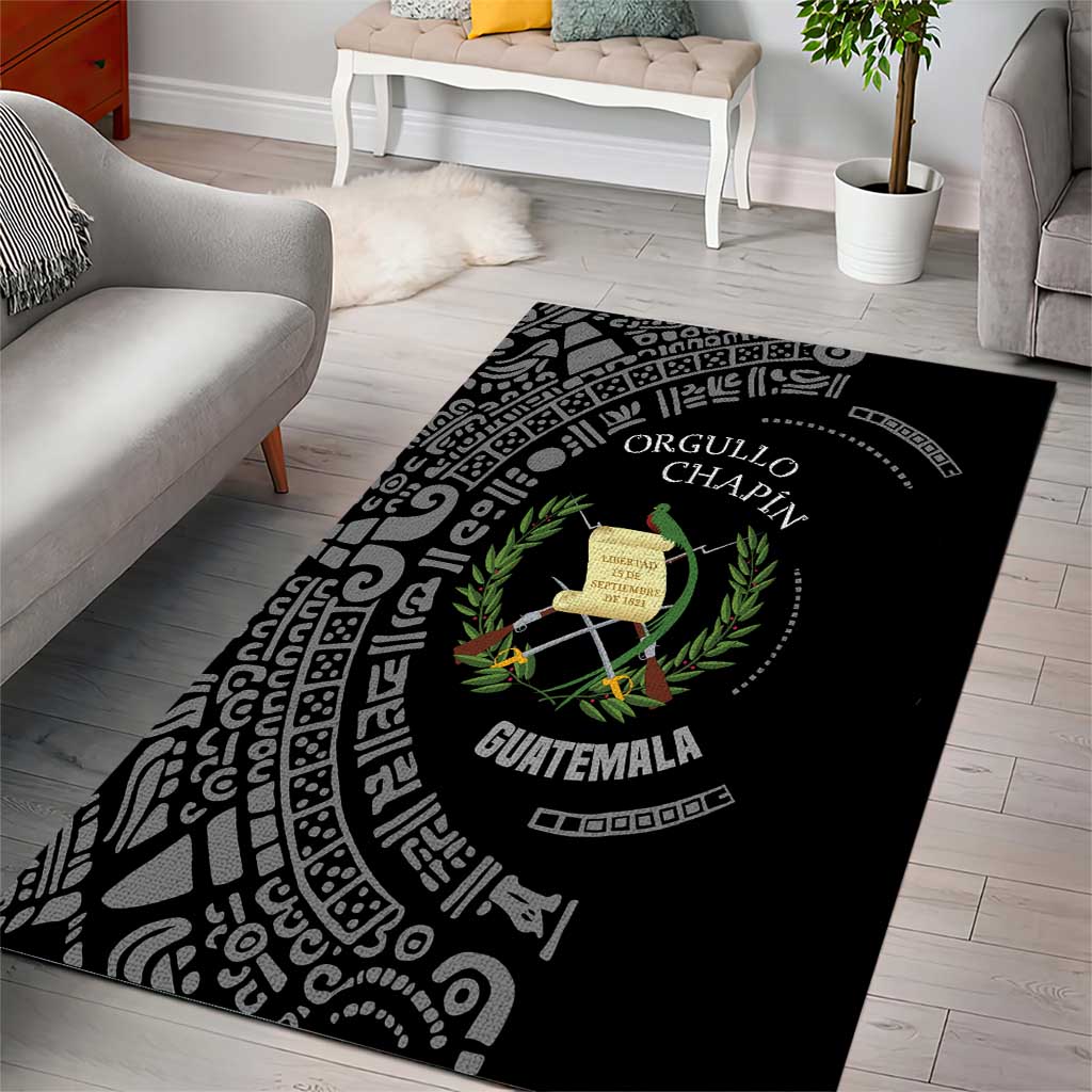 Guatemala National Emblem Area Rug with Mayan Pattern and Orgullo Chapin Quote Design - Wonder Print Shop