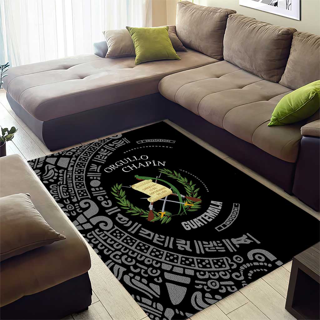 Guatemala National Emblem Area Rug with Mayan Pattern and Orgullo Chapin Quote Design - Wonder Print Shop