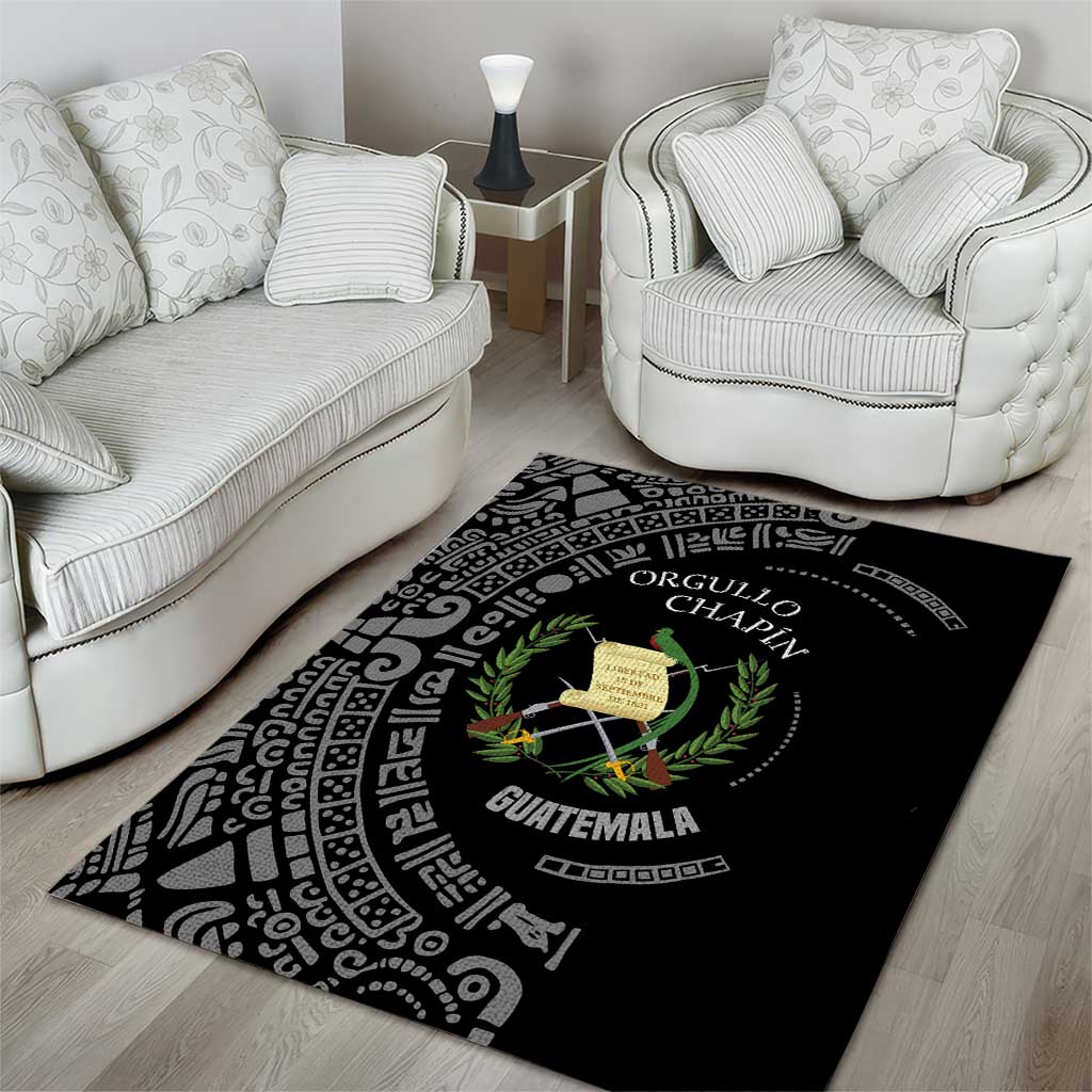 Guatemala National Emblem Area Rug with Mayan Pattern and Orgullo Chapin Quote Design - Wonder Print Shop