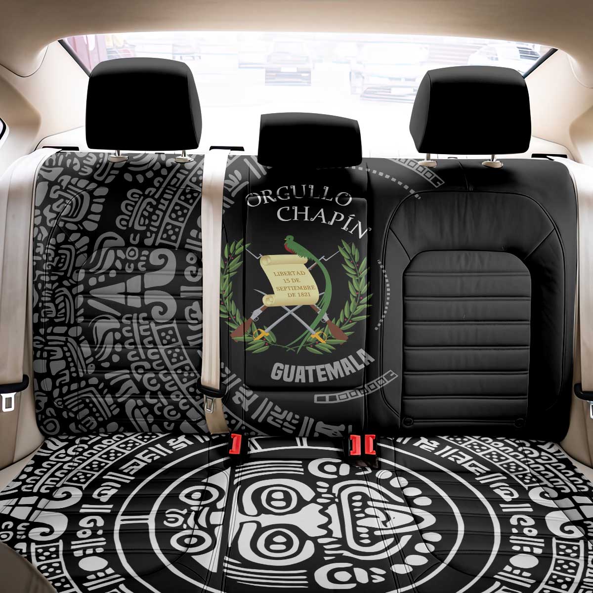 Guatemala National Emblem Back Car Seat Cover with Mayan Pattern and Orgullo Chapin Quote Design - Wonder Print Shop