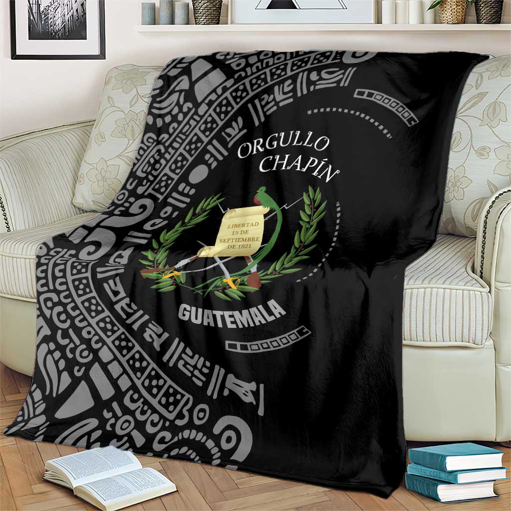Guatemala National Emblem Blanket with Mayan Pattern and Orgullo Chapin Quote Design - Wonder Print Shop