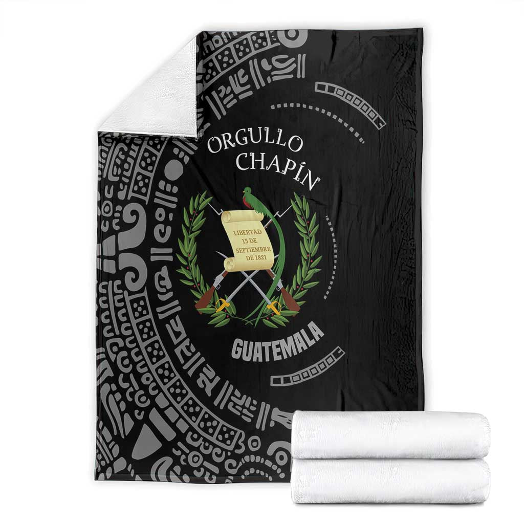 Guatemala National Emblem Blanket with Mayan Pattern and Orgullo Chapin Quote Design - Wonder Print Shop