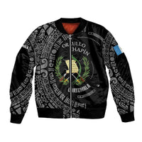 Guatemala National Emblem Bomber Jacket with Mayan Pattern and Orgullo Chapin Quote Design - Wonder Print Shop