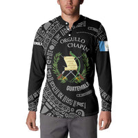 Guatemala National Emblem Button Sweatshirt with Mayan Pattern and Orgullo Chapin Quote Design - Wonder Print Shop