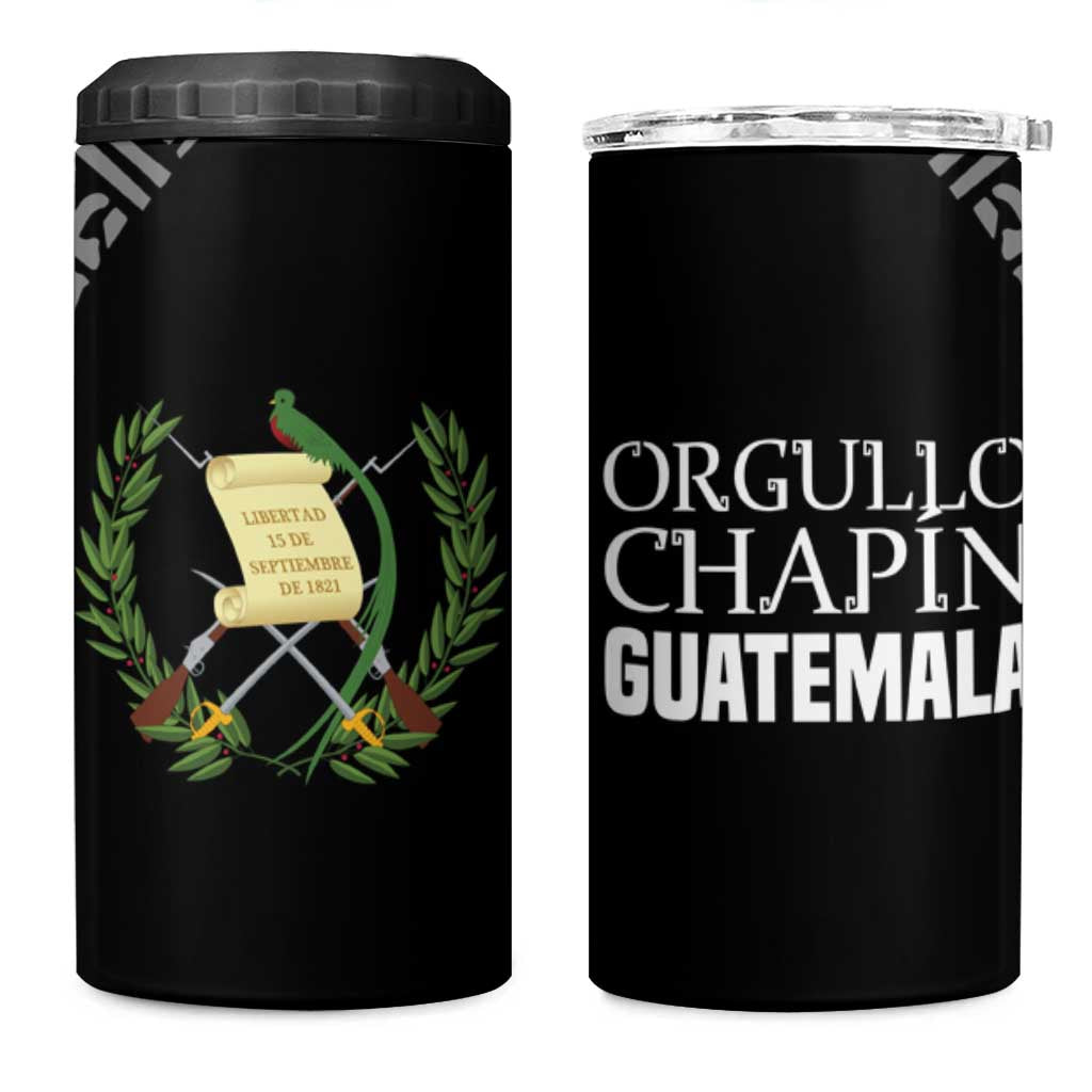 Guatemala National Emblem 4 in 1 Can Cooler Tumbler with Mayan Pattern and Orgullo Chapin Quote Design - Wonder Print Shop