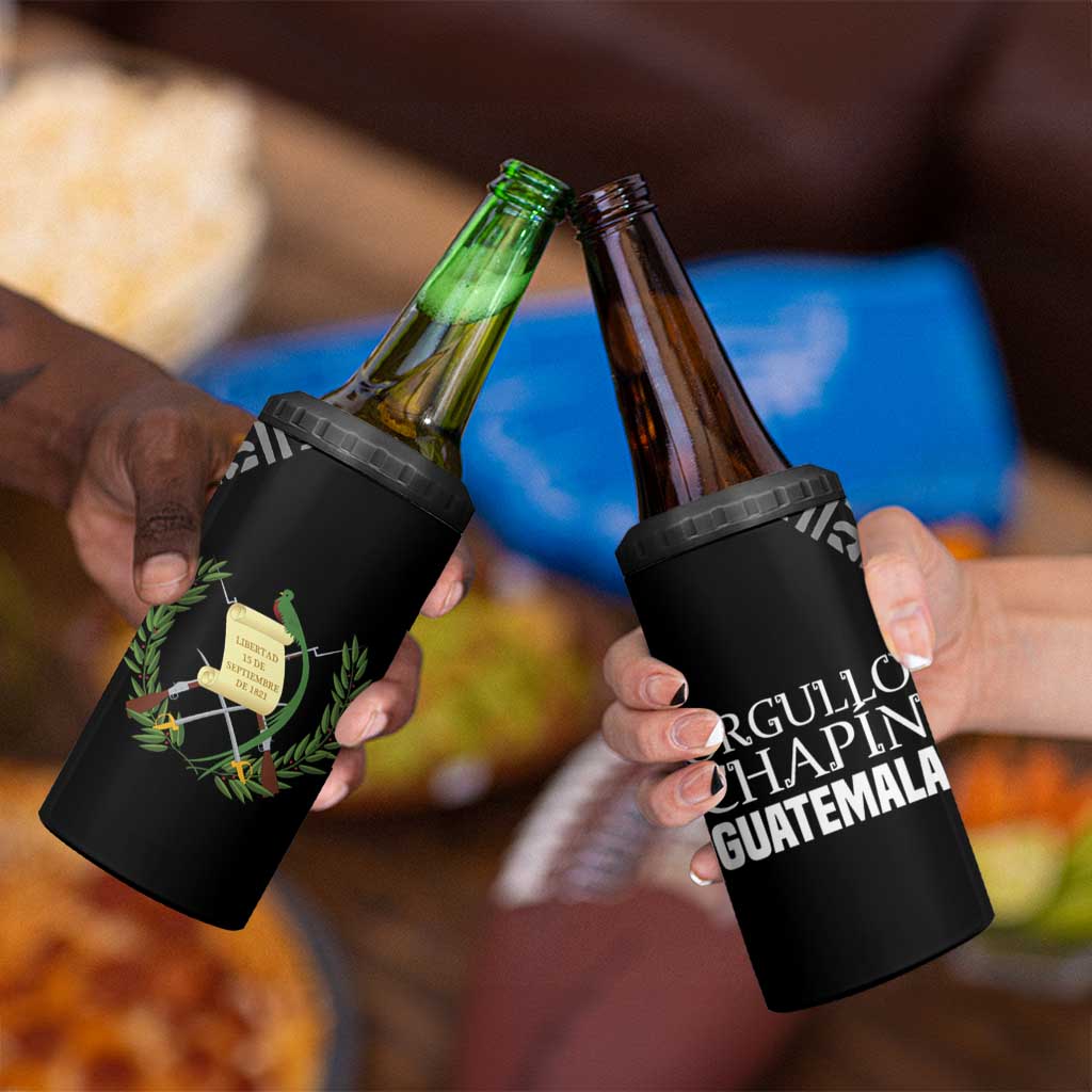 Guatemala National Emblem 4 in 1 Can Cooler Tumbler with Mayan Pattern and Orgullo Chapin Quote Design - Wonder Print Shop