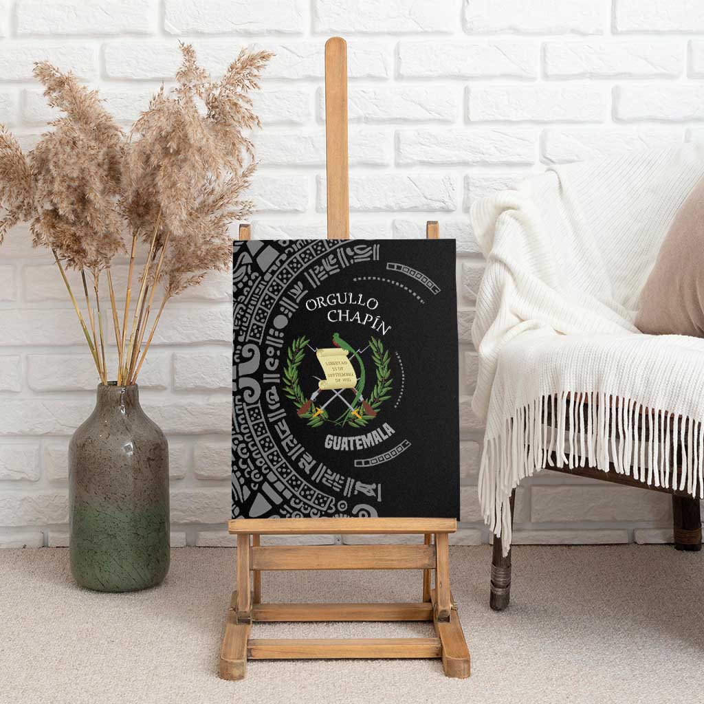 Guatemala National Emblem Canvas Wall Art with Mayan Pattern and Orgullo Chapin Quote Design - Wonder Print Shop