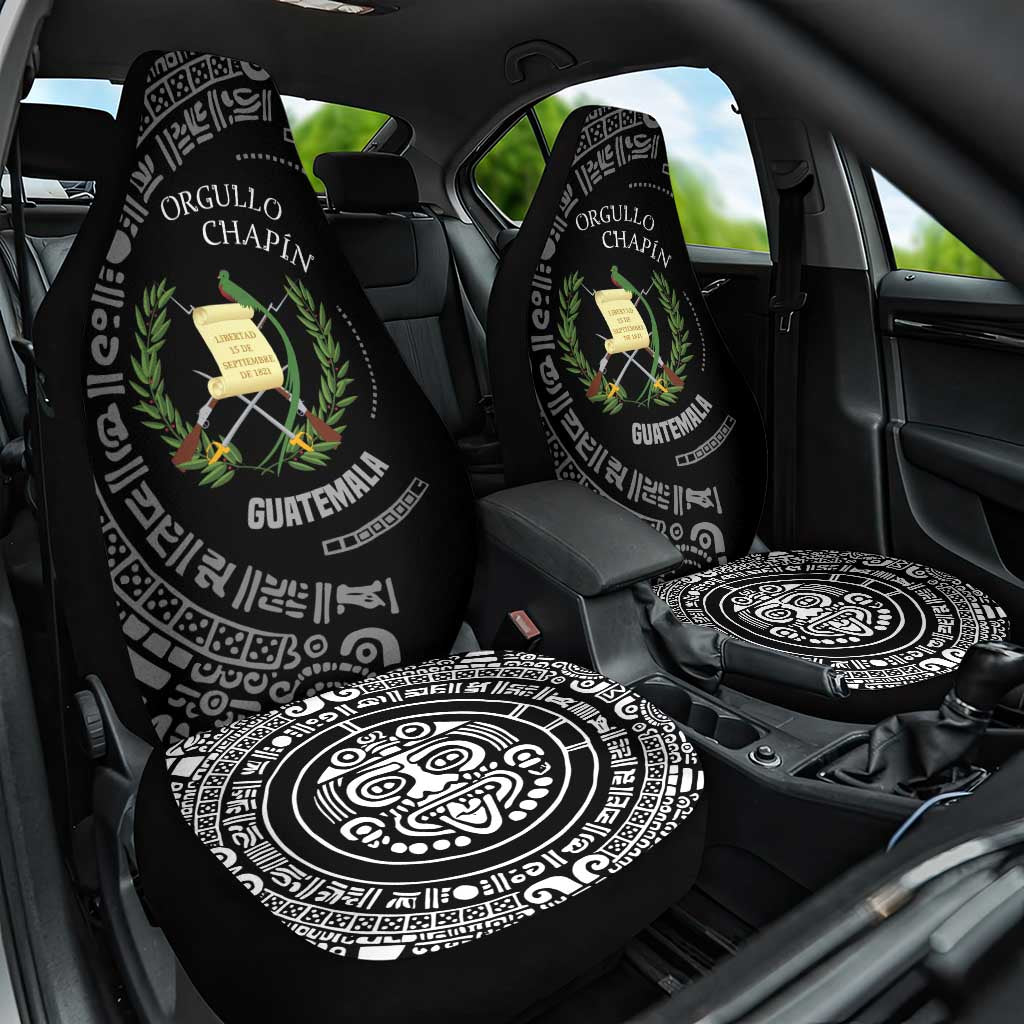 Guatemala National Emblem Car Seat Cover with Mayan Pattern and Orgullo Chapin Quote Design - Wonder Print Shop