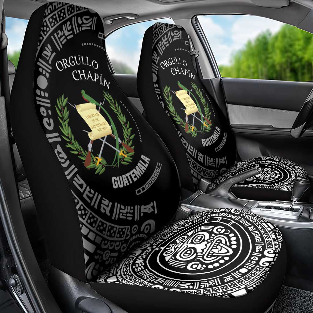 Guatemala National Emblem Car Seat Cover with Mayan Pattern and Orgullo Chapin Quote Design - Wonder Print Shop