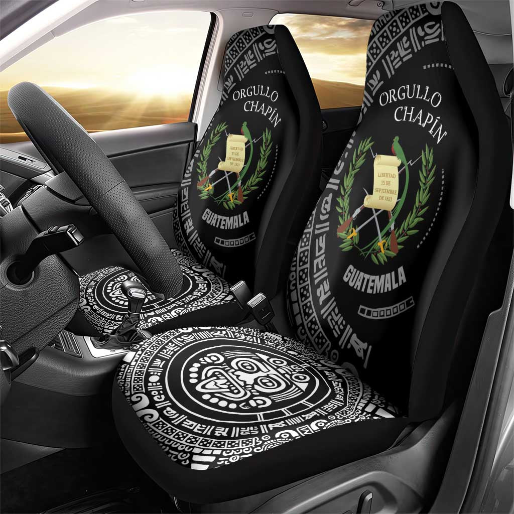 Guatemala National Emblem Car Seat Cover with Mayan Pattern and Orgullo Chapin Quote Design - Wonder Print Shop