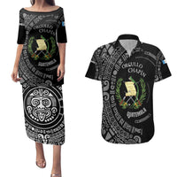 Guatemala National Emblem Couples Matching Puletasi and Hawaiian Shirt with Mayan Pattern and Orgullo Chapin Quote Design - Wonder Print Shop