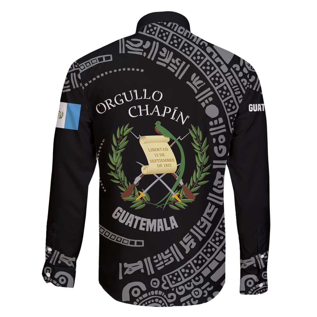 Guatemala National Emblem Family Matching Long Sleeve Bodycon Dress and Hawaiian Shirt with Mayan Pattern and Orgullo Chapin Quote Design - Wonder Print Shop
