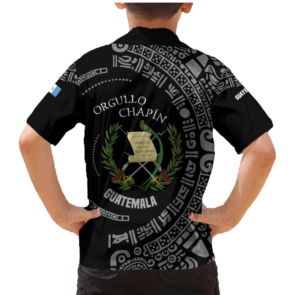 Guatemala National Emblem Family Matching Mermaid Dress and Hawaiian Shirt with Mayan Pattern and Orgullo Chapin Quote Design - Wonder Print Shop