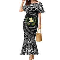 Guatemala National Emblem Family Matching Mermaid Dress and Hawaiian Shirt with Mayan Pattern and Orgullo Chapin Quote Design - Wonder Print Shop
