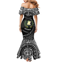 Guatemala National Emblem Family Matching Mermaid Dress and Hawaiian Shirt with Mayan Pattern and Orgullo Chapin Quote Design - Wonder Print Shop