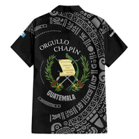 Guatemala National Emblem Family Matching Off The Shoulder Long Sleeve Dress and Hawaiian Shirt with Mayan Pattern and Orgullo Chapin Quote Design - Wonder Print Shop
