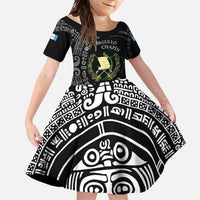 Guatemala National Emblem Family Matching Off Shoulder Maxi Dress and Hawaiian Shirt with Mayan Pattern and Orgullo Chapin Quote Design - Wonder Print Shop