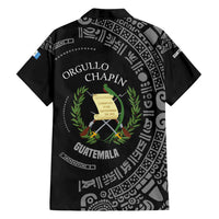 Guatemala National Emblem Family Matching Off Shoulder Maxi Dress and Hawaiian Shirt with Mayan Pattern and Orgullo Chapin Quote Design - Wonder Print Shop