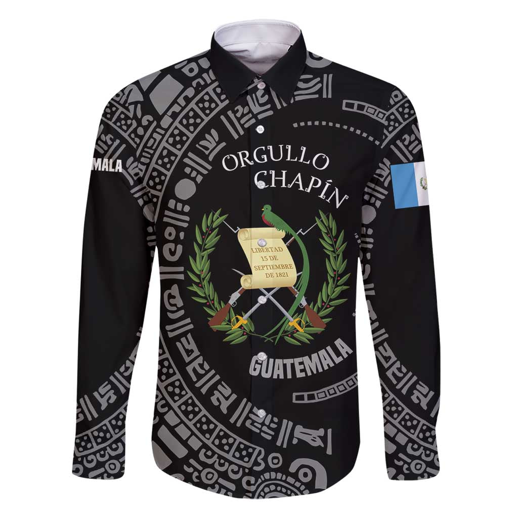 Guatemala National Emblem Family Matching Off Shoulder Short Dress and Hawaiian Shirt with Mayan Pattern and Orgullo Chapin Quote Design - Wonder Print Shop