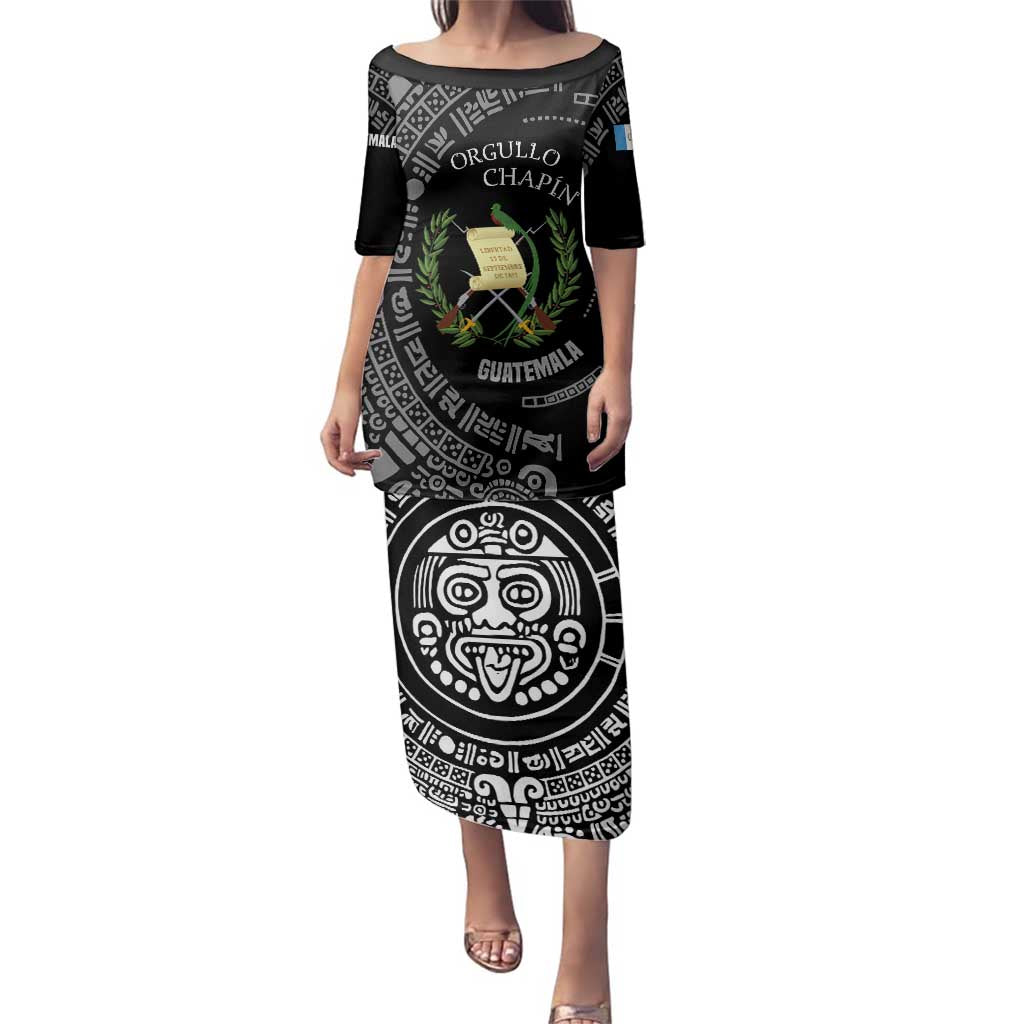 Guatemala National Emblem Family Matching Puletasi and Hawaiian Shirt with Mayan Pattern and Orgullo Chapin Quote Design - Wonder Print Shop