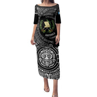 Guatemala National Emblem Family Matching Puletasi and Hawaiian Shirt with Mayan Pattern and Orgullo Chapin Quote Design - Wonder Print Shop