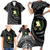 Guatemala National Emblem Family Matching Short Sleeve Bodycon Dress and Hawaiian Shirt with Mayan Pattern and Orgullo Chapin Quote Design - Wonder Print Shop